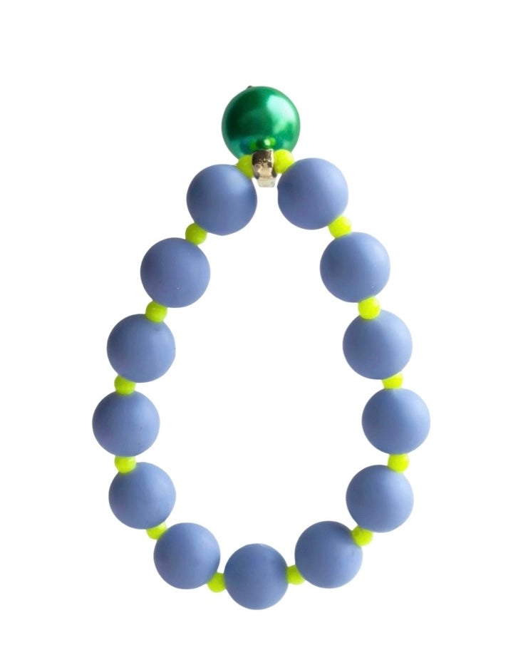 Beau soft purple, yellow + green pearl charm bracelet