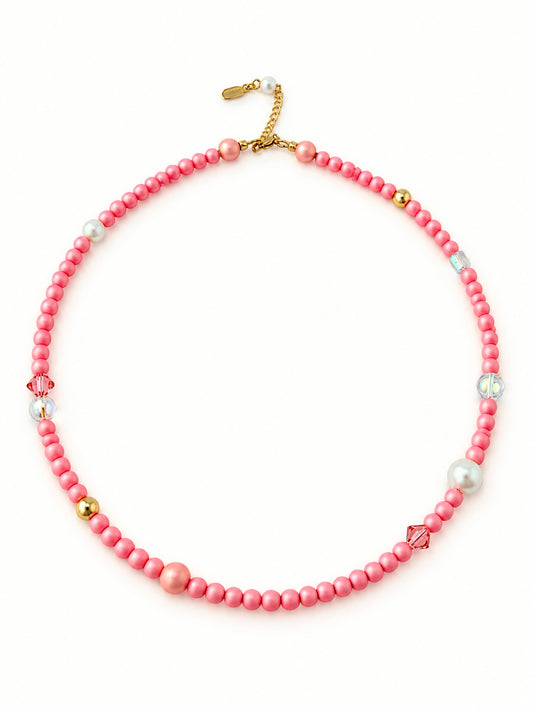 Sherbet Drop | Pink Crystal Pearl Choker