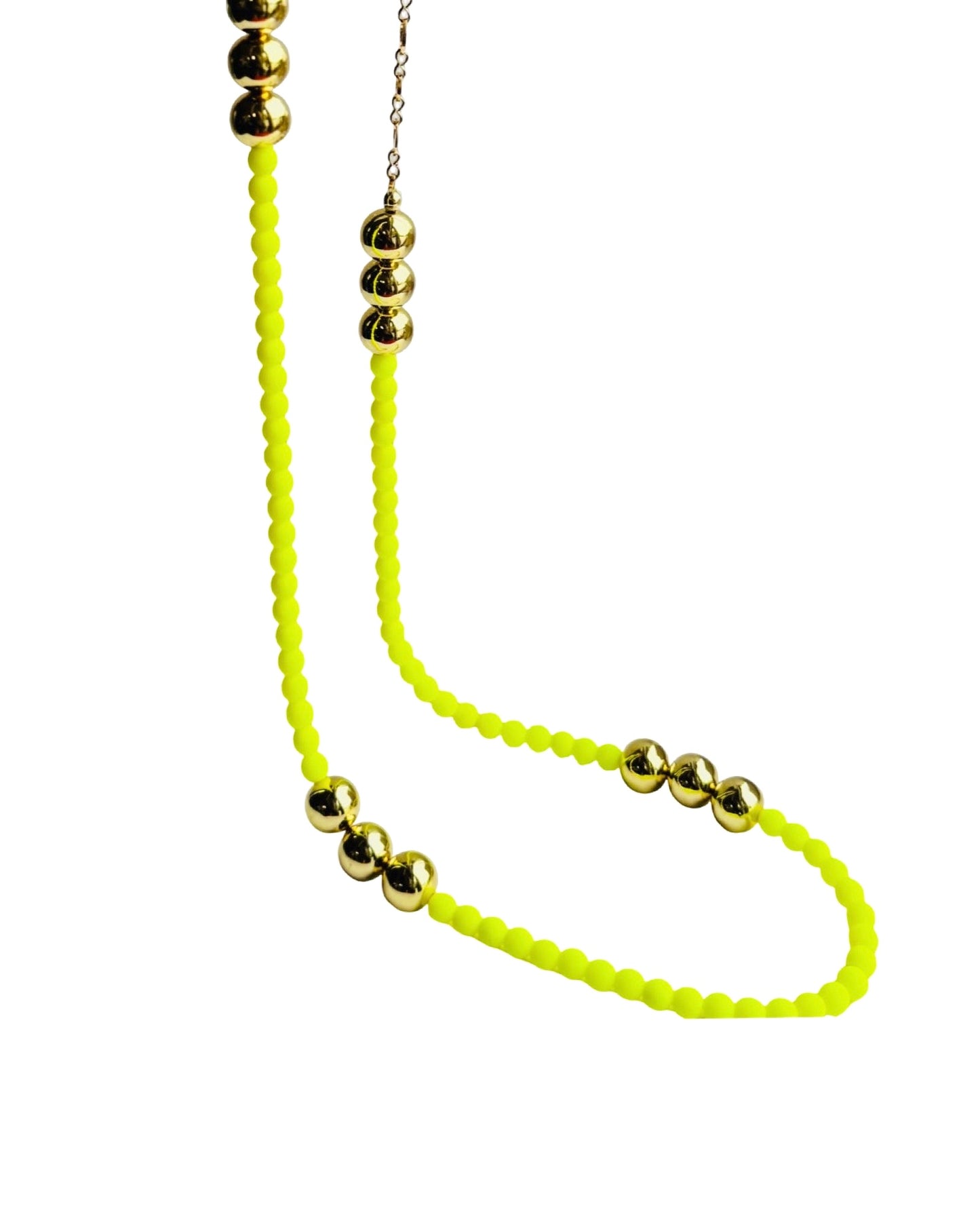 Barberella shocking yellow, gold long wrap multi wear necklace