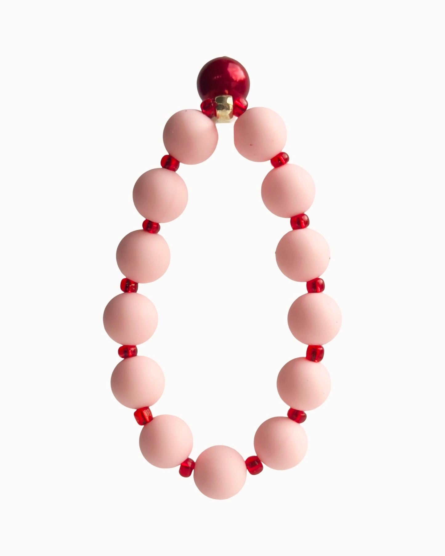 Beau pink + red beaded charm bracelet