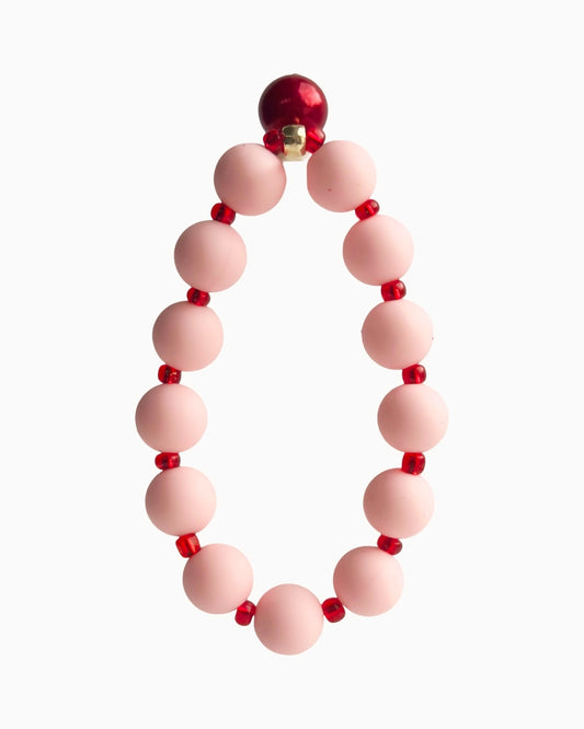 Beau pink + red beaded charm bracelet