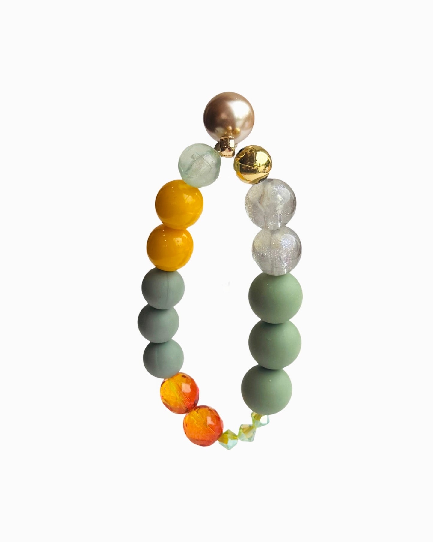 Sunset Princess tango, Olive, Crystal pearl charm bracelet