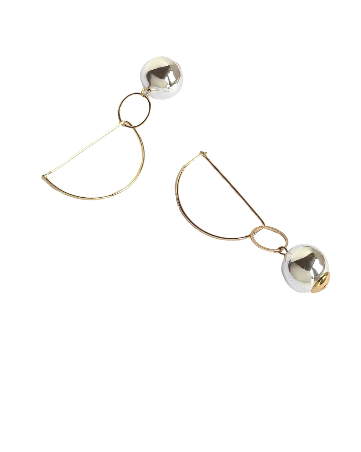 FULL METAL SILVER + GOLD DROP EARRINGS