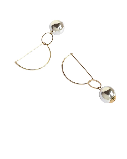 FULL METAL SILVER + GOLD DROP EARRINGS
