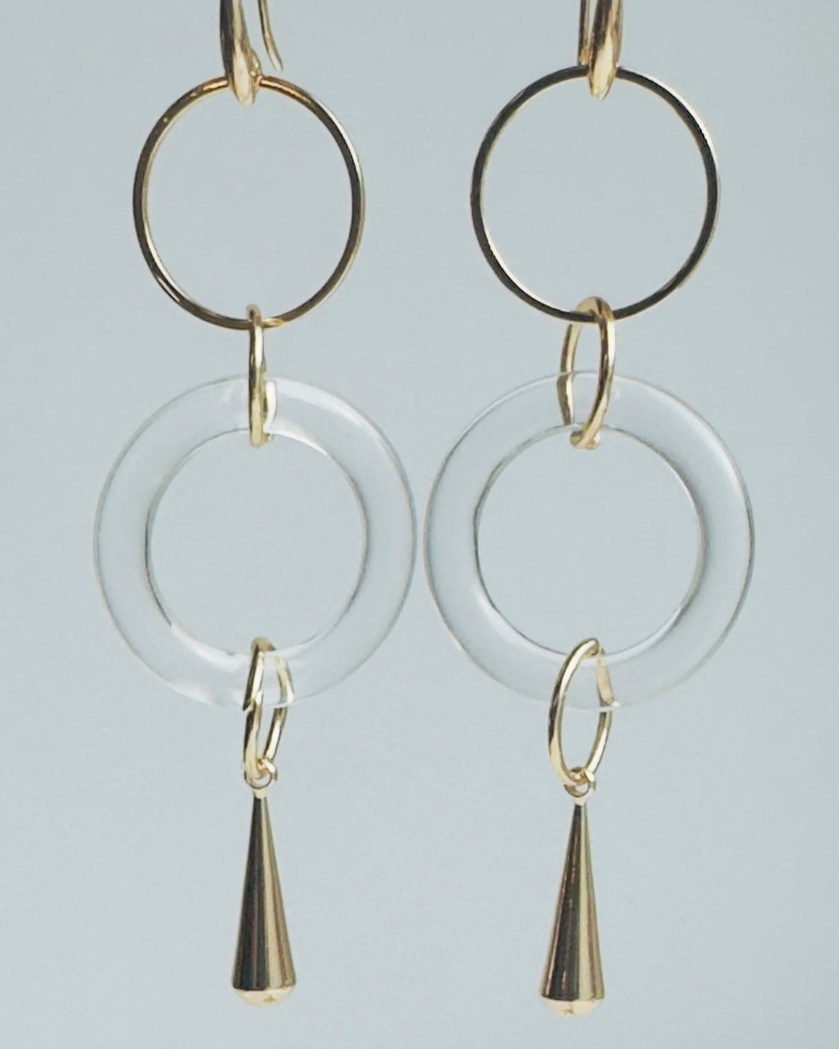 Halston vintage lucite + gold long drop earrings