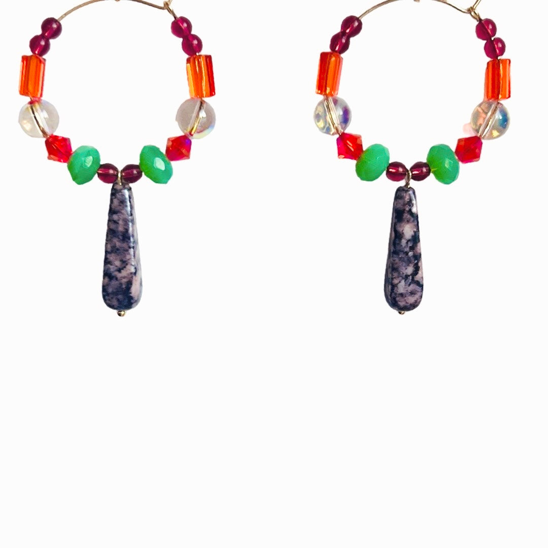Lottie love limited edition multi coloured drop crystal hoop earrings