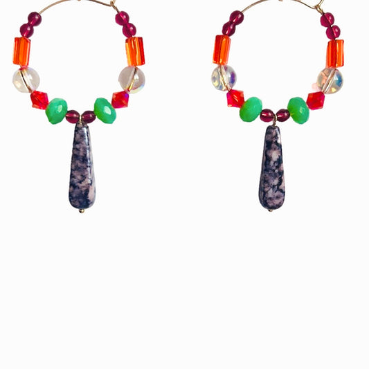 Lottie love limited edition multi coloured drop crystal hoop earrings
