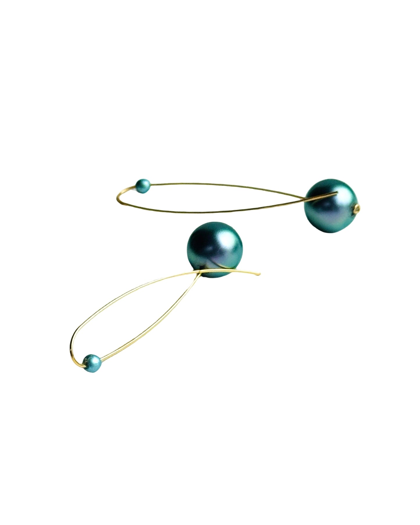 Lola lush deep turquoise blue large crystal pearl drop earrings