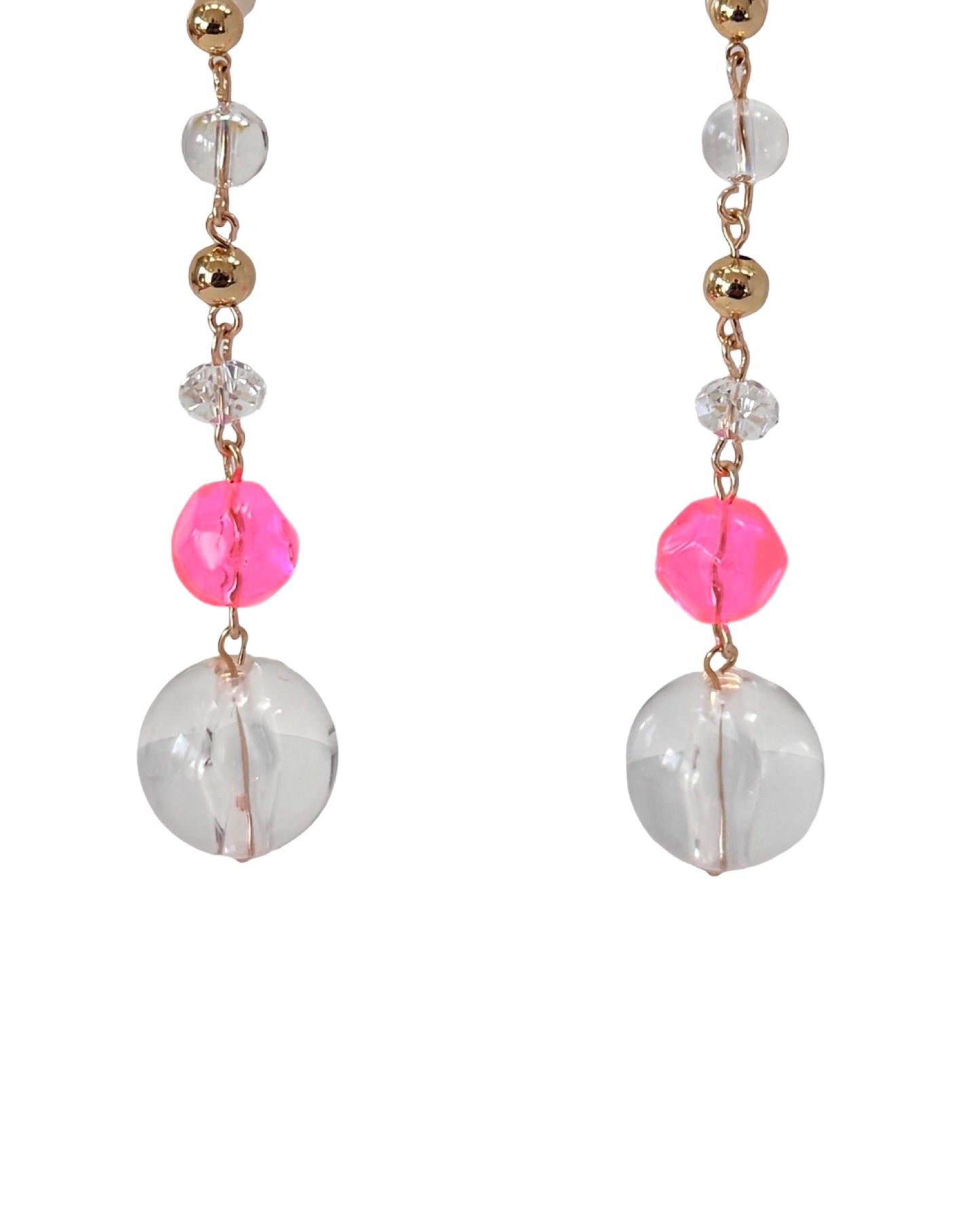 Kit love vintage pink neon pop crystal gold drop earrings