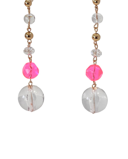 Kit love vintage pink neon pop crystal gold drop earrings