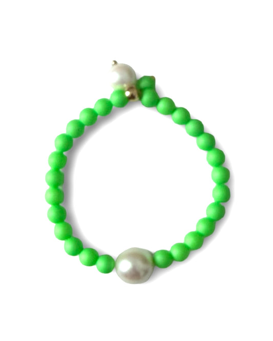 Lollipop bright green Crystal Pearl bracelet