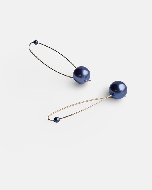 Lola blush deep navy large crystal  pearl drop earrings