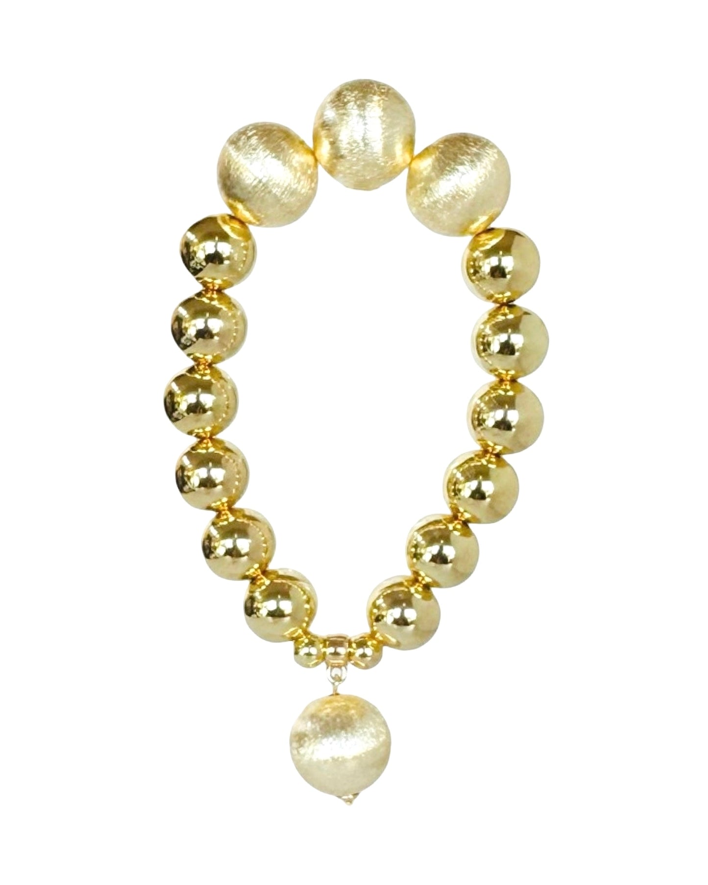 Pippa pie soft gold, gold beaded drop charm bracelet