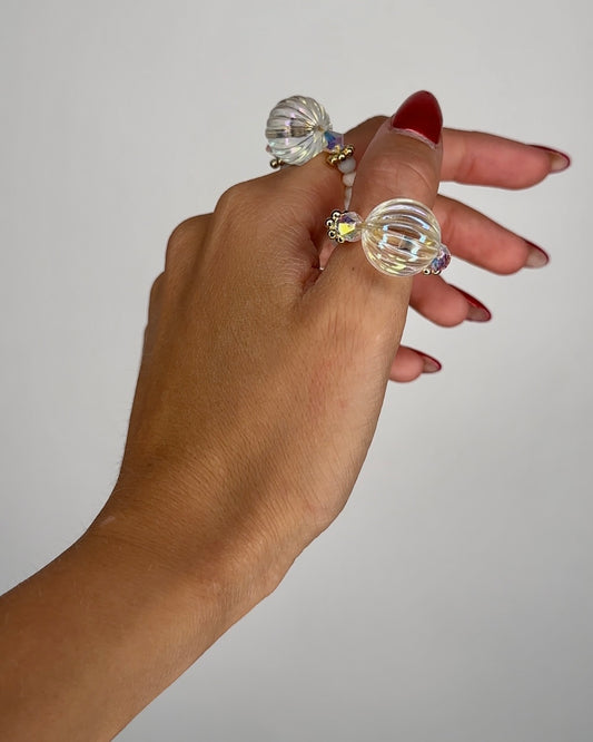 Iridescent vintage clear ring