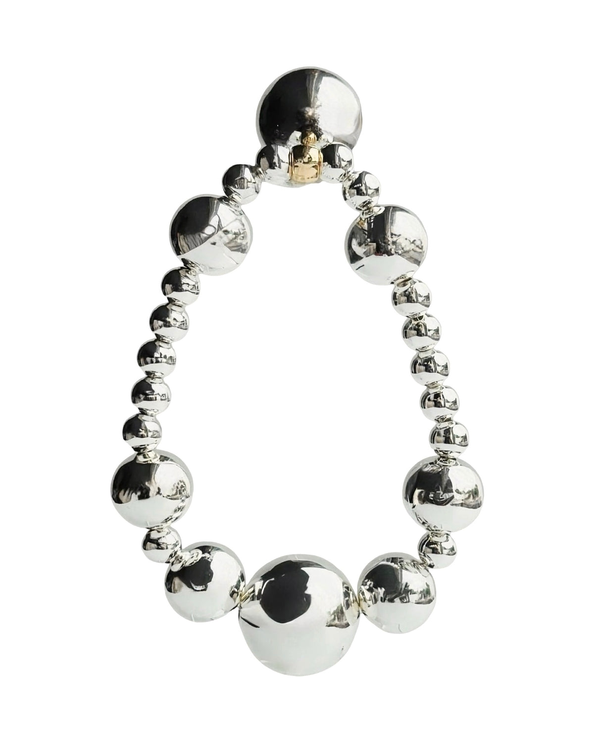 Lily Lulu silver beaded bracelet, drop silver charm