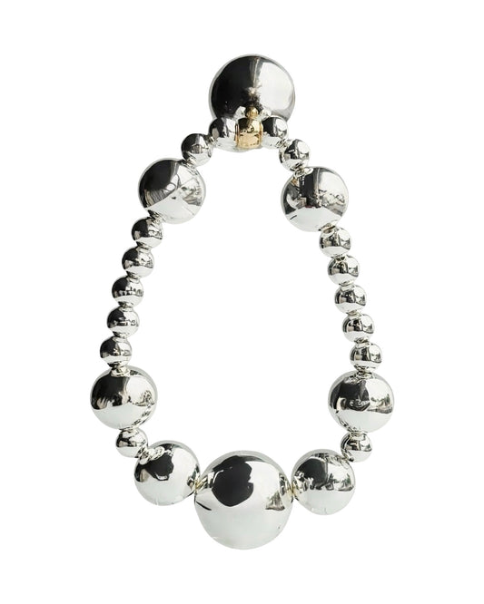 Lily Lulu silver beaded bracelet, drop silver charm