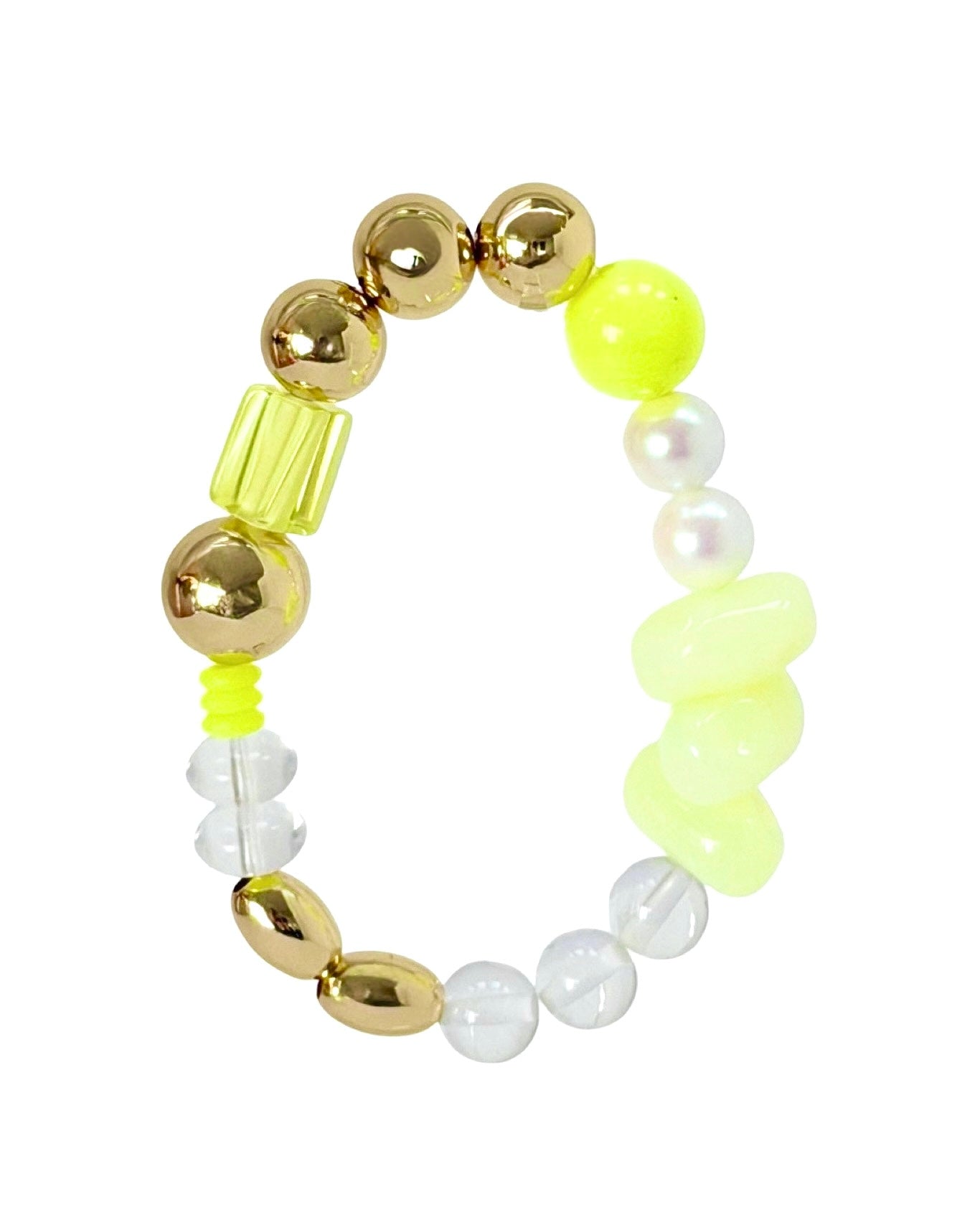Lemon soufflé gold, vintage, crystal pearl bracelet