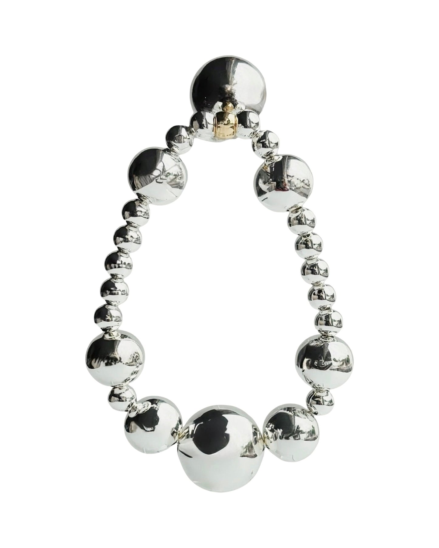 Lily Lulu silver beaded bracelet, drop silver charm