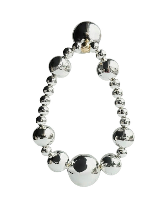 Lily Lulu silver beaded bracelet, drop silver charm