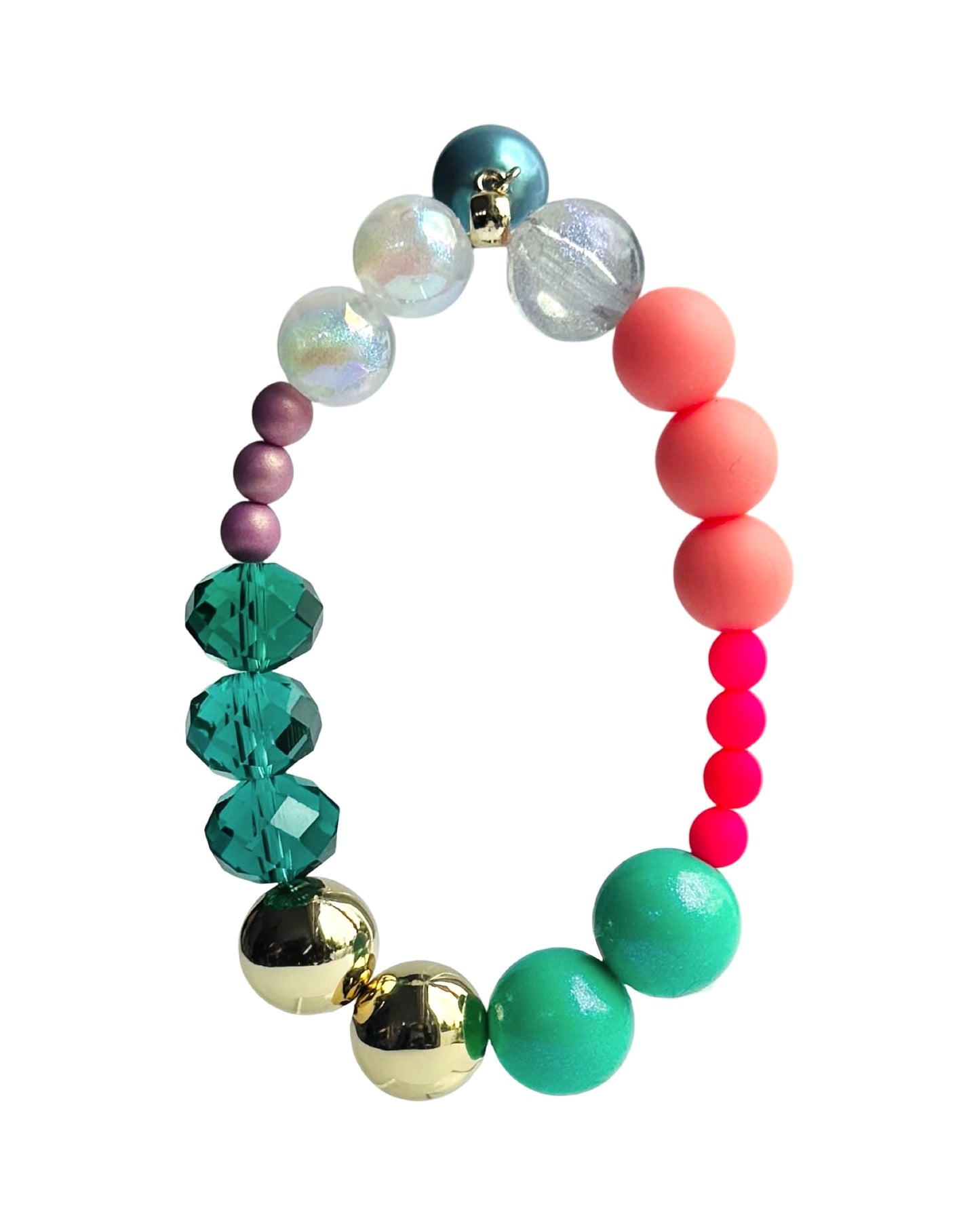 Mimi Luxe how green crystal pearl beaded bracelet