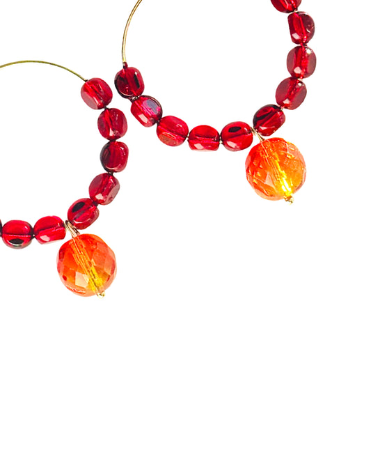 Matilda tangerine cranberry squeeze  Crystal drop hoops