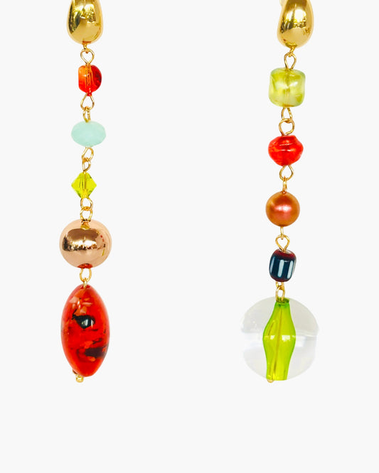 Cherry kiss limited edition crystal, beaded drop earrings