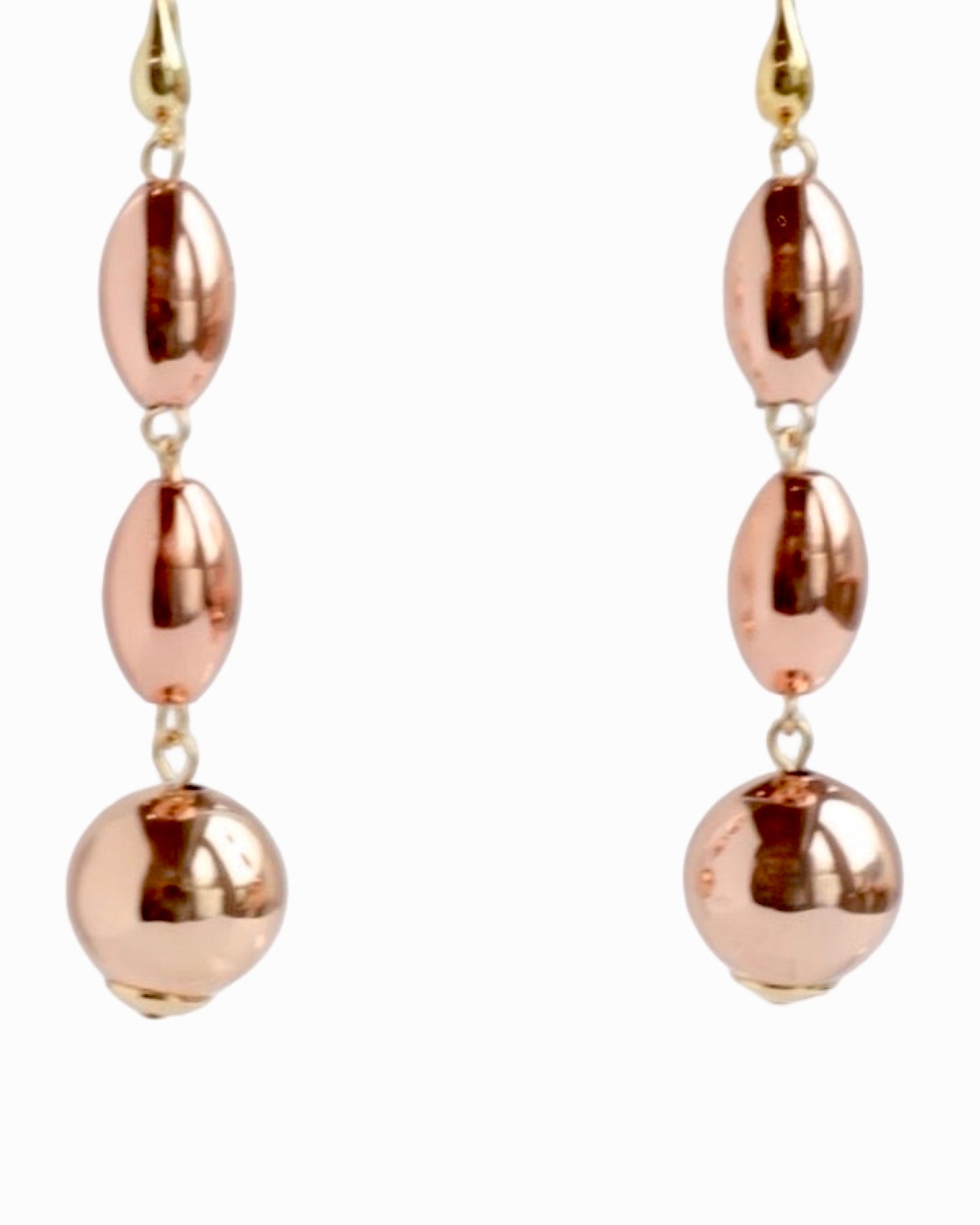 Lyra long drop rose gold earrings