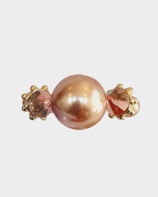 Dessert rose crystal pearl ring