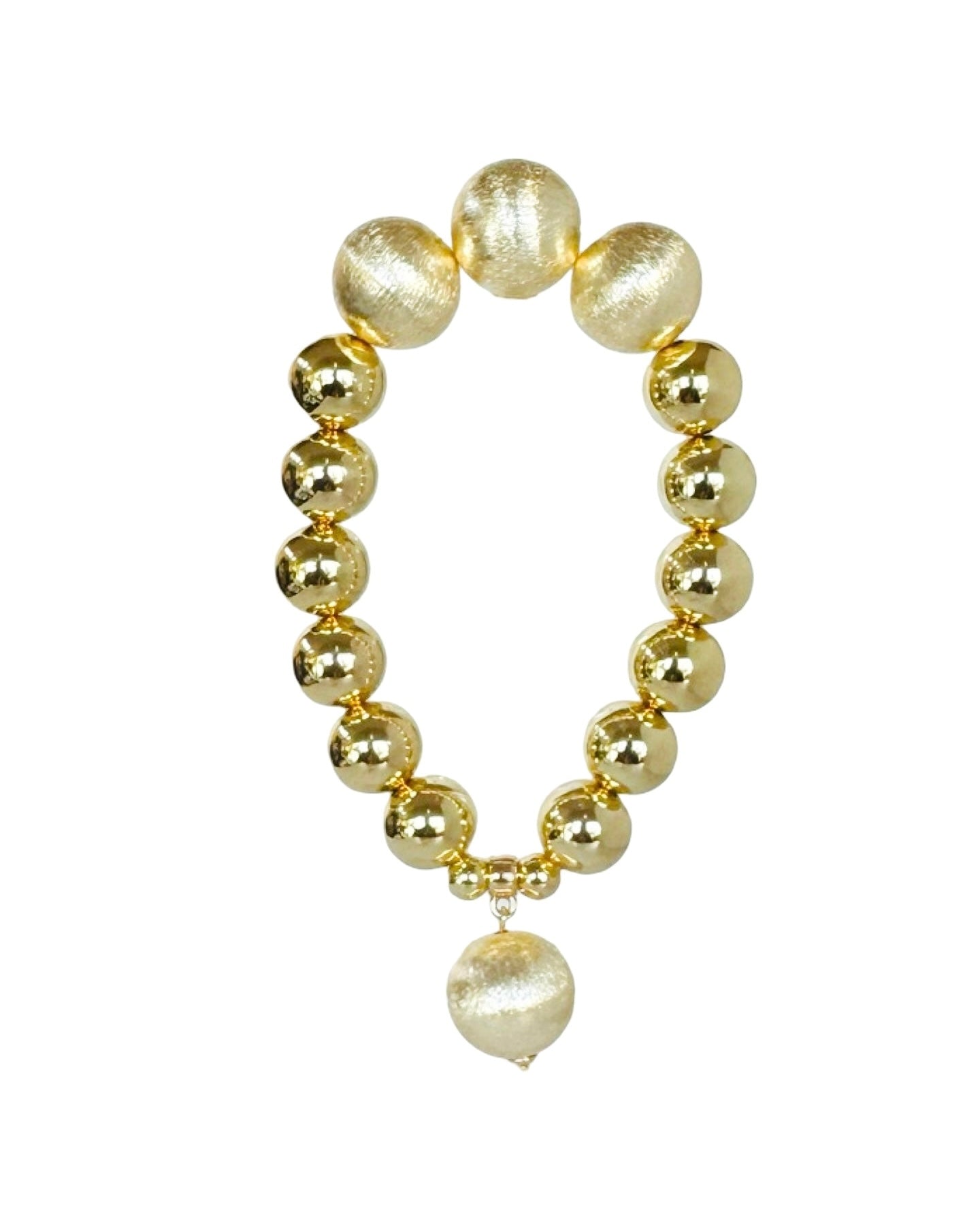 Pippa pie soft gold, gold beaded drop charm bracelet