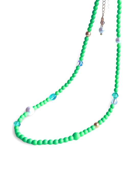 Sherbet Drop | Kelly Green Crystal Pearl Choker