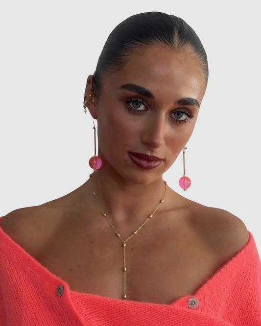 Disco glow vintage neon pink drop earrings