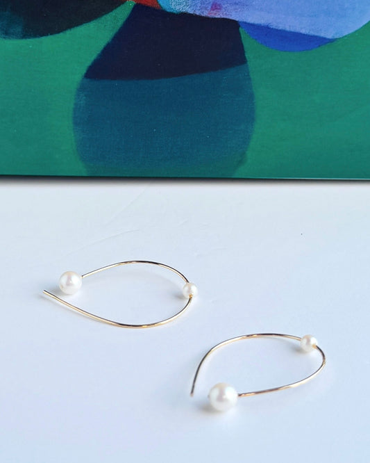 Dottie love white pearl + gold filled earrings