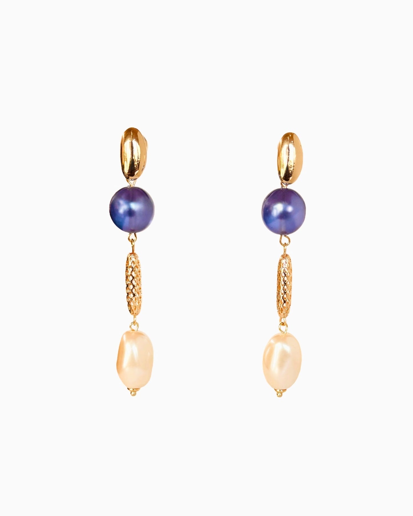Juliette bejewelled sapphire crystal, pearl gold long drop earrings