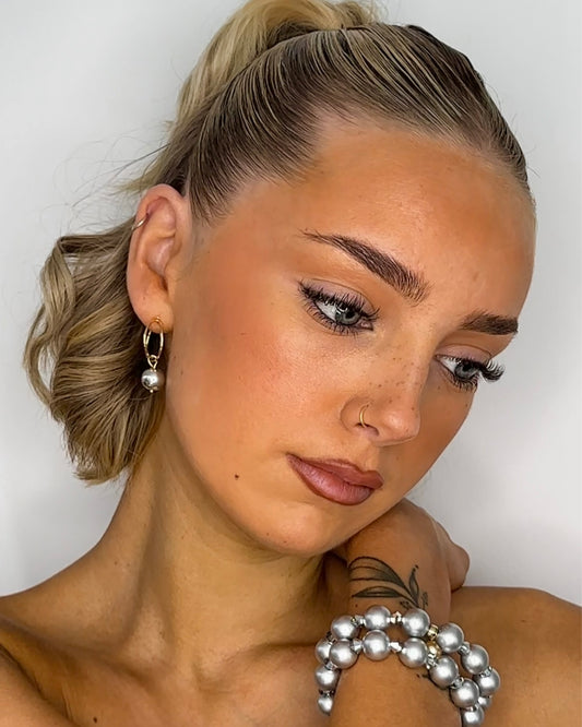 Celeste silver + gold hoop earrings