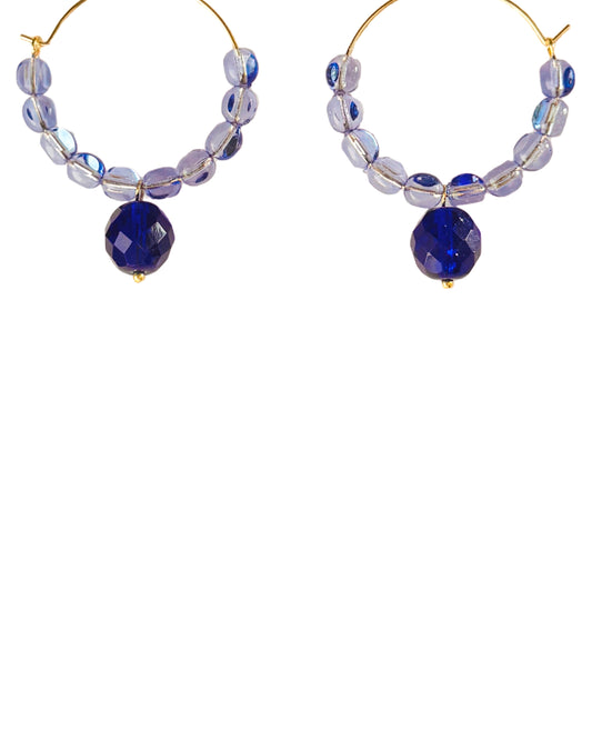 Matilda iced blue crystal squeeze hoops