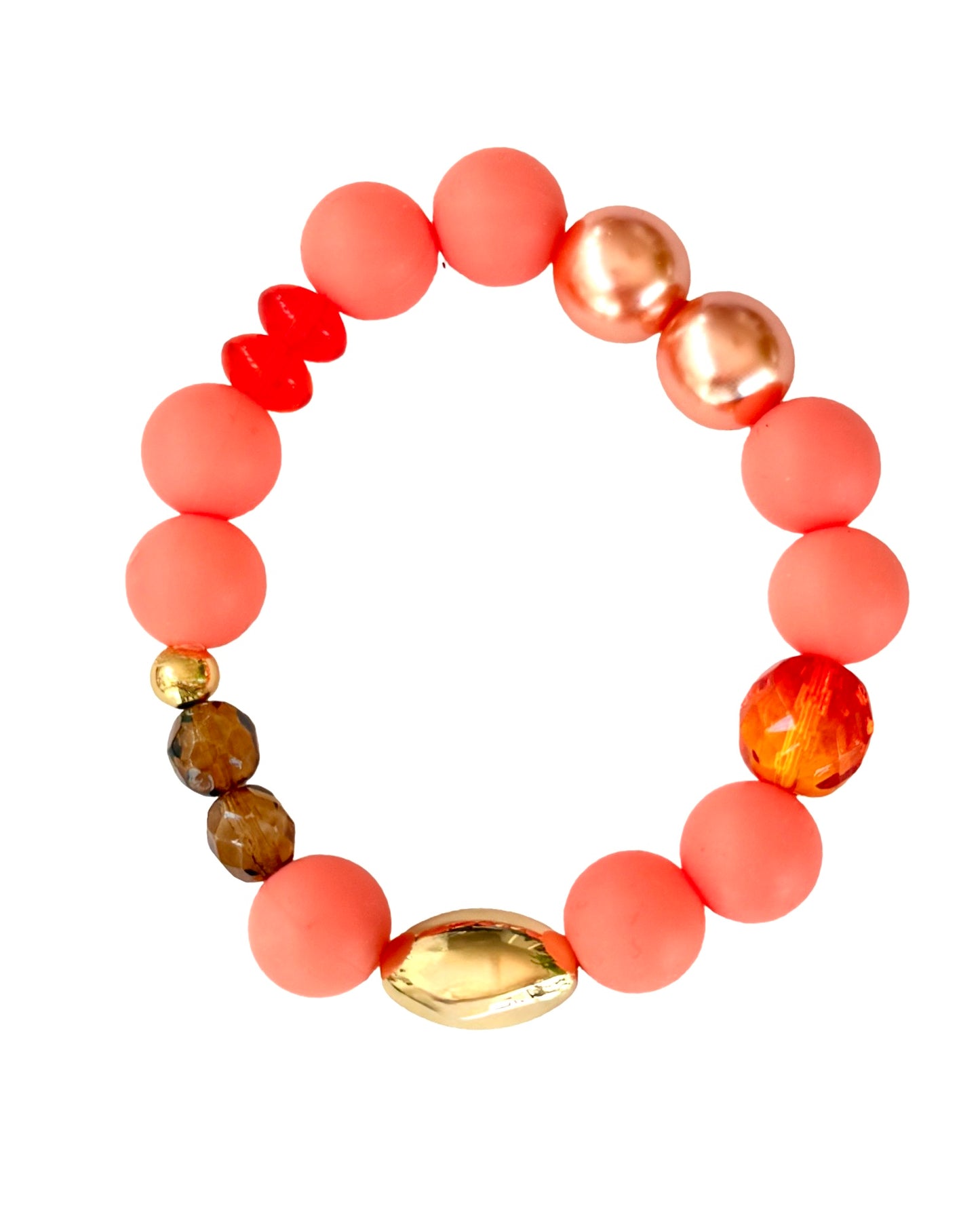 Honey Bunny Pink Crystal, Gold & Silicone Bracelet