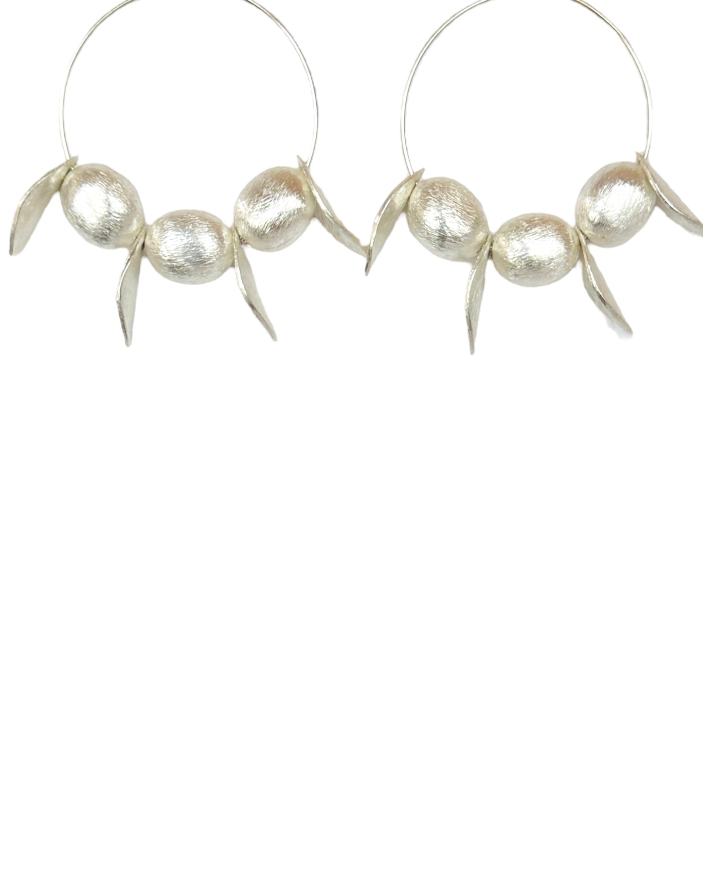 Lisabeth soft silver plated beaded hoops