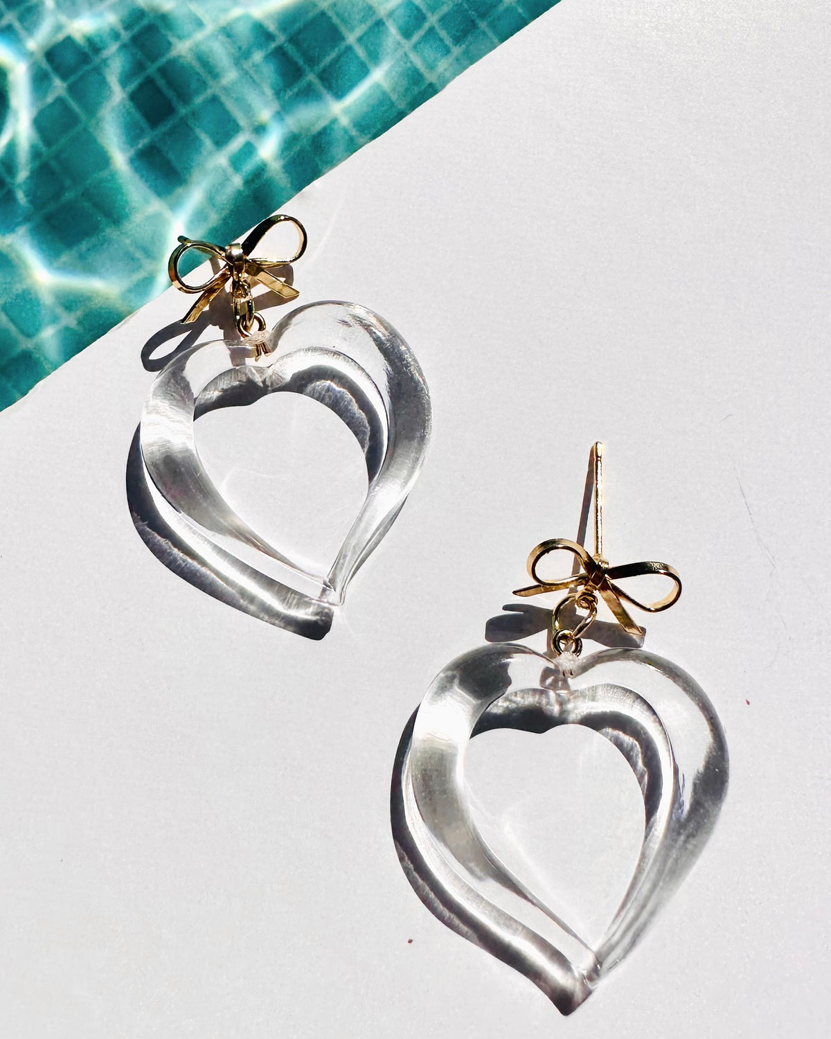 Vintage love heart + bow earrings