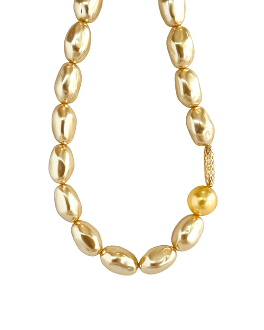 Bejewelled Juliette gold vintage pearls, crystal chocker
