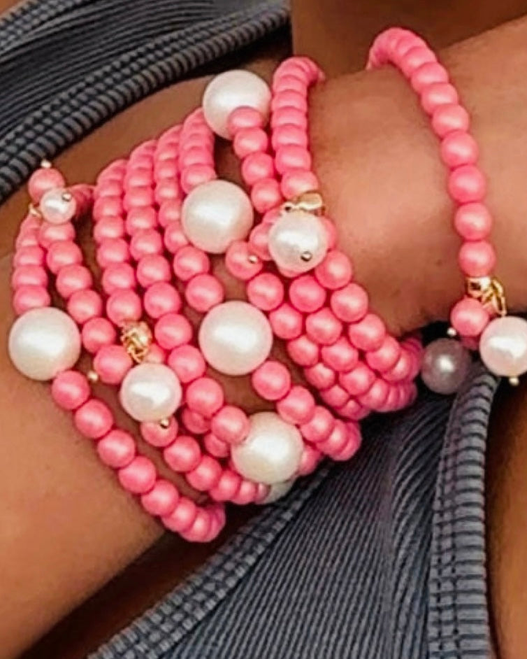 Lollipop soft pink crush crystal pearl bracelet