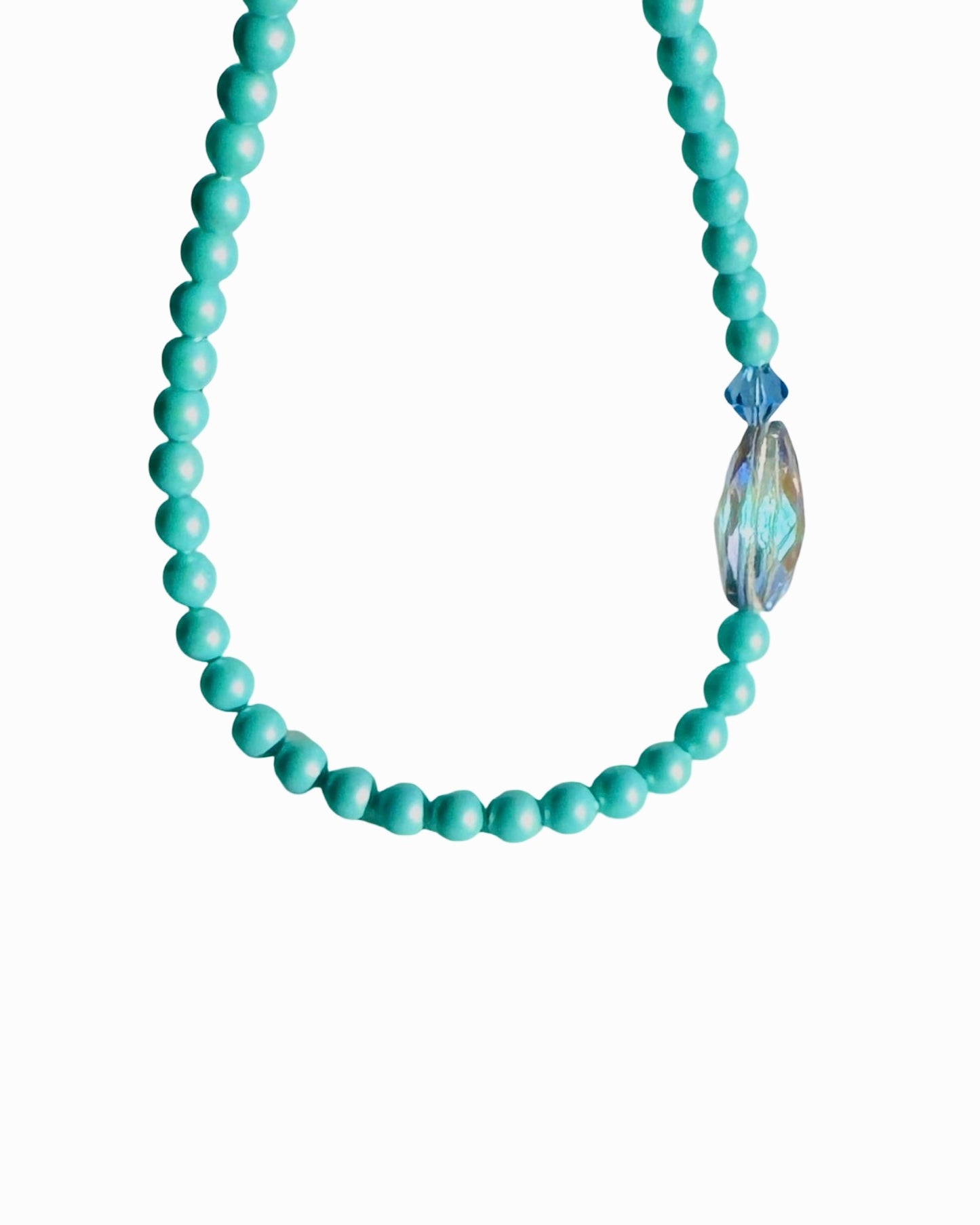 Glenda Seafoam Crystal Pearl + Crystal Necklace