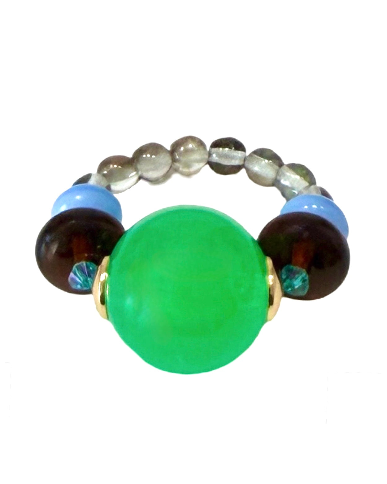 Vintage Kelly Green twist, crystal ring