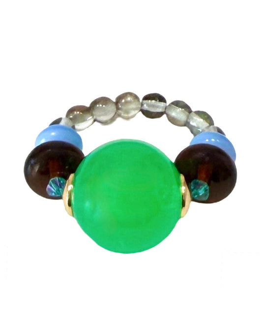 Vintage Kelly Green twist, crystal ring