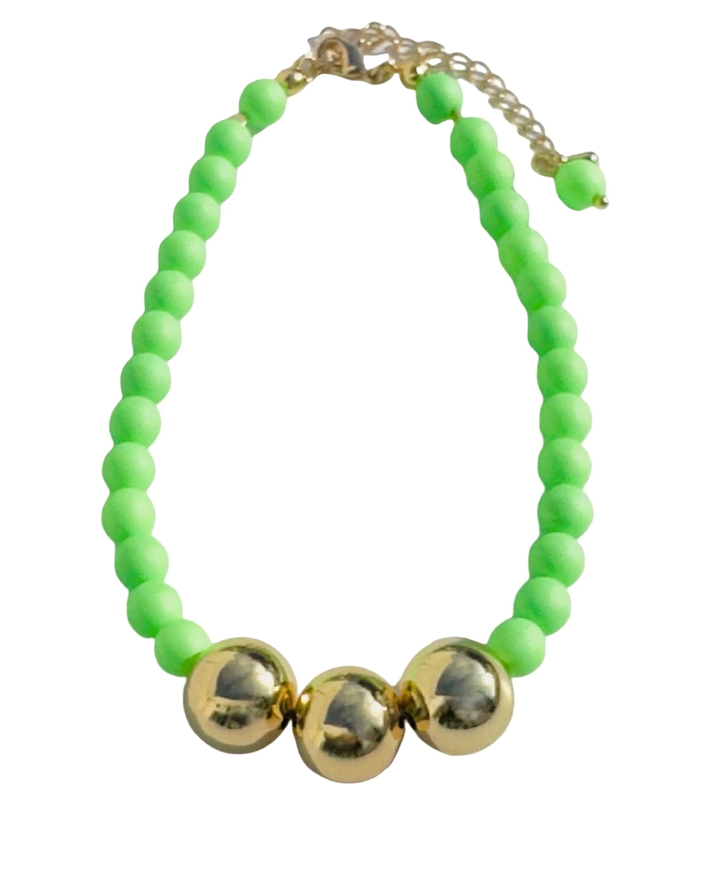 Betty boo bright green crystal pearl gold anklet