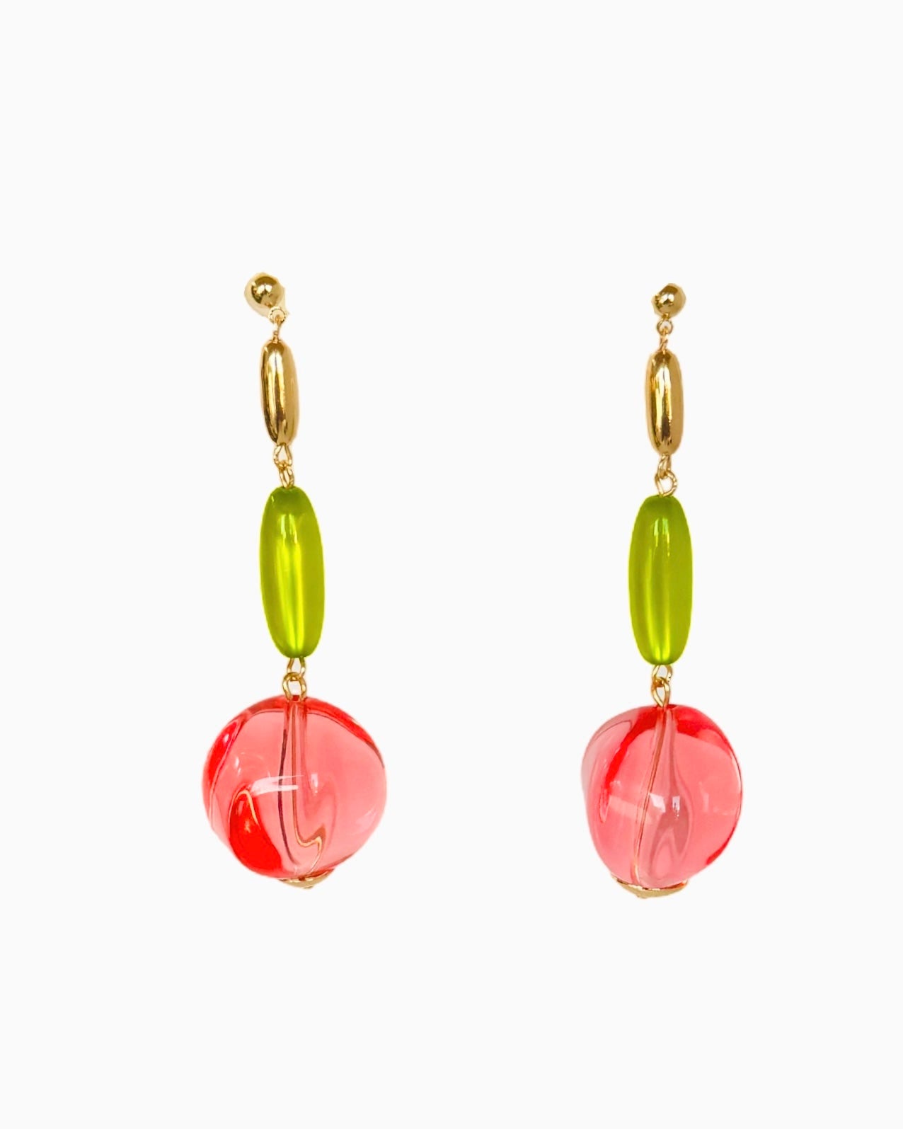 Lolita vintage pink beaded drop earrings