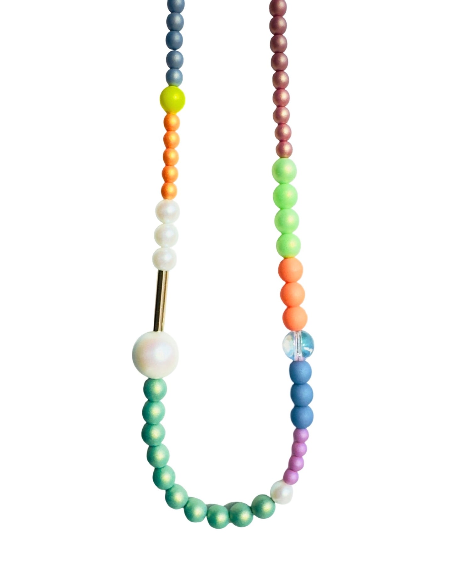 Rainbow princess green crystal pearl chocker