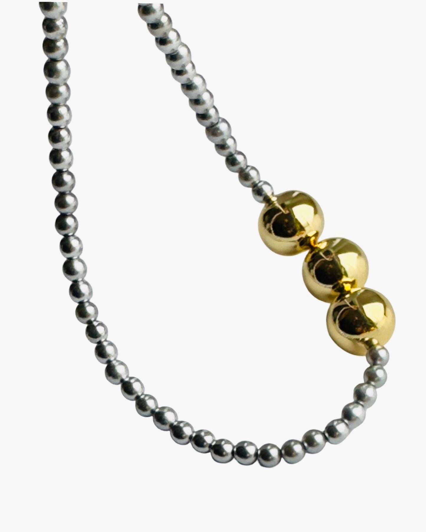 Betty boo silver gold pearl beads necklace