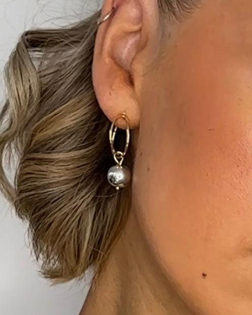 Celeste silver + gold hoop earrings