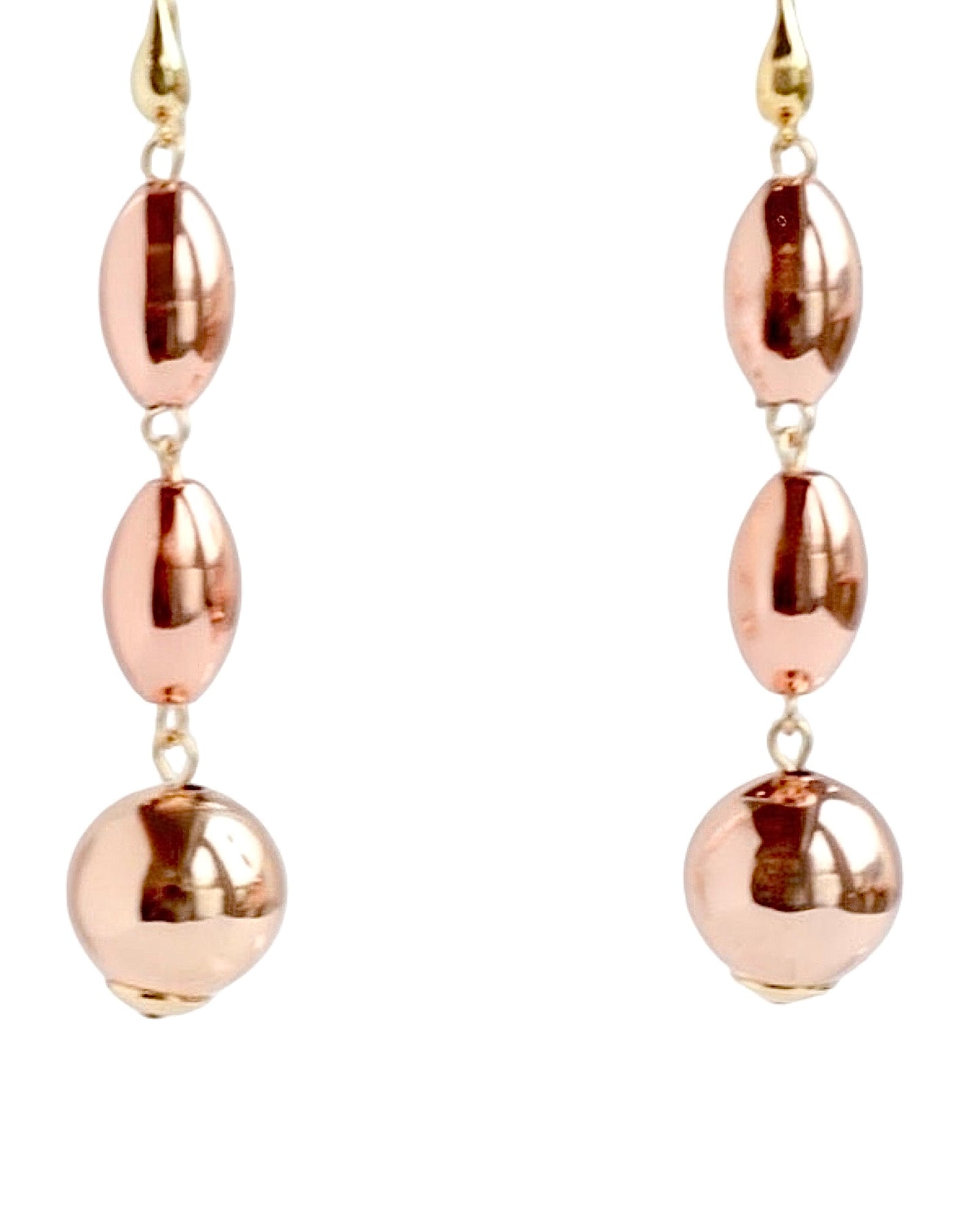 Lyra long drop rose gold earrings