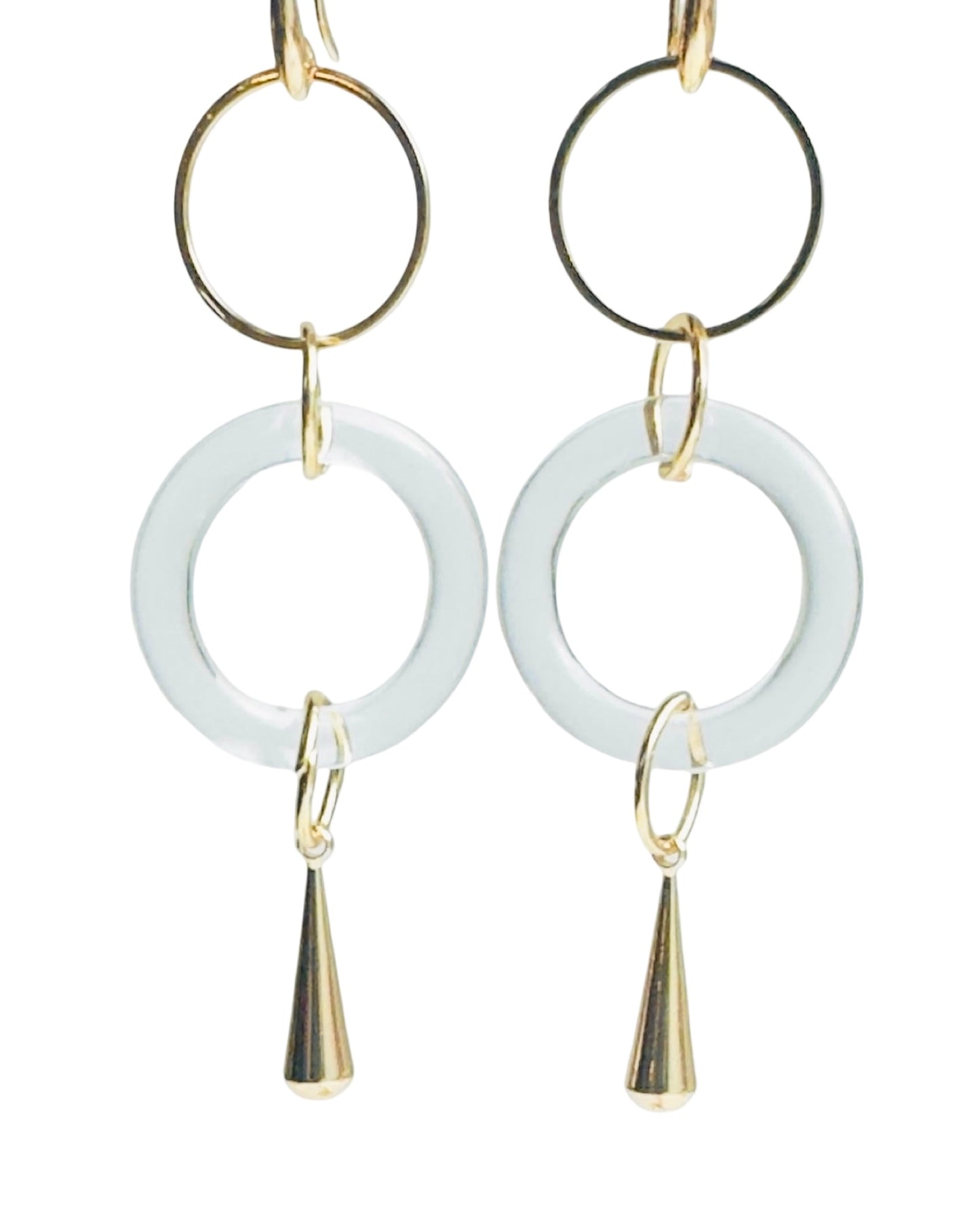 Halston vintage lucite + gold long drop earrings